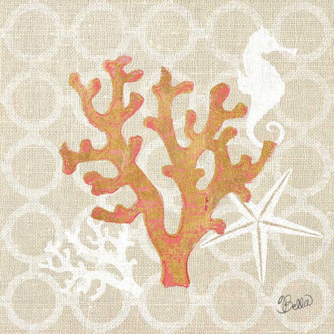 Beach Linen Coral White Modern Wood Framed Art Print by Studio Bella