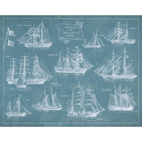 Sailing Ships Gold Ornate Wood Framed Art Print with Double Matting by Wild Apple Portfolio