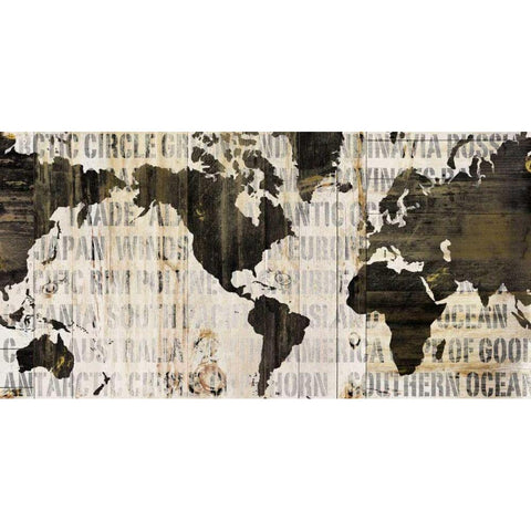 Crate World Map Neutral Black Modern Wood Framed Art Print by Schlabach, Sue