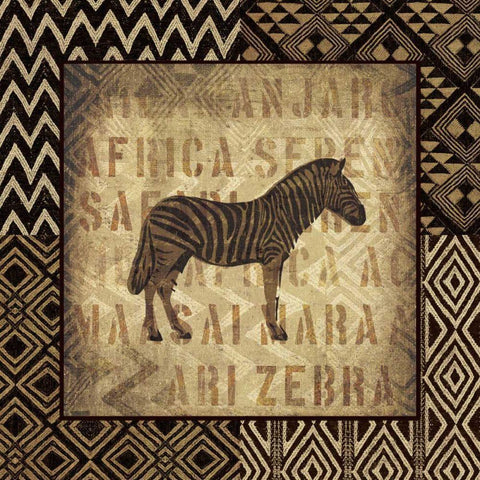 African Wild Zebra Border Gold Ornate Wood Framed Art Print with Double Matting by Wild Apple Portfolio