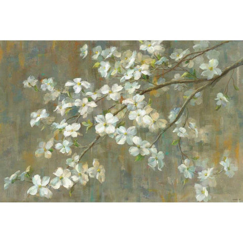 Dogwood in Spring Gold Ornate Wood Framed Art Print with Double Matting by Nai, Danhui