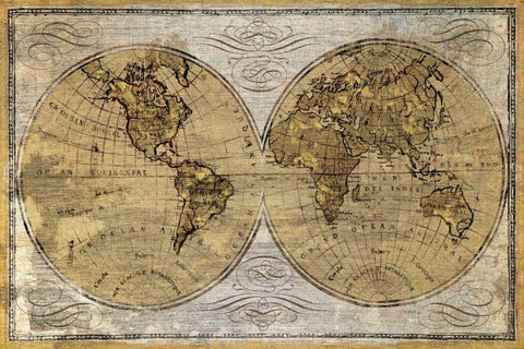 Worldwide I White Modern Wood Framed Art Print with Double Matting by Wioens, James