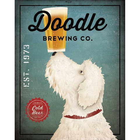 Doodle Beer White Modern Wood Framed Art Print by Fowler, Ryan