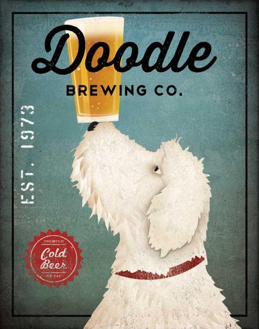 Doodle Beer White Modern Wood Framed Art Print with Double Matting by Fowler, Ryan