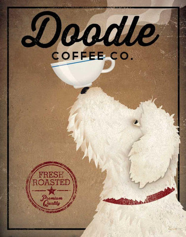 Doodle Coffee Black Ornate Wood Framed Art Print with Double Matting by Fowler, Ryan