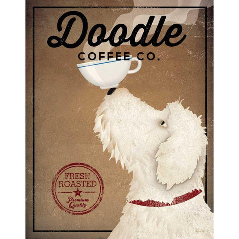 Doodle Coffee Gold Ornate Wood Framed Art Print with Double Matting by Fowler, Ryan