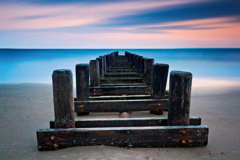 Coney Island Pier White Modern Wood Framed Art Print with Double Matting by Gendreau, Katherine