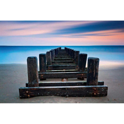 Coney Island Pier Black Modern Wood Framed Art Print with Double Matting by Gendreau, Katherine