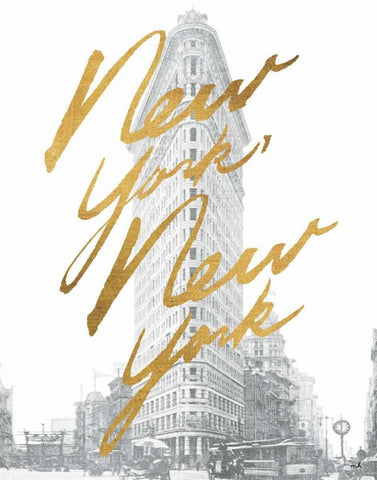 Gilded New York White Modern Wood Framed Art Print with Double Matting by Hershey, Moira