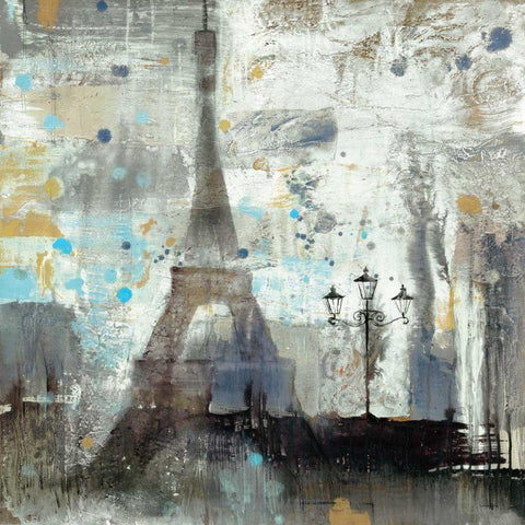 Eiffel Tower Neutral White Modern Wood Framed Art Print with Double Matting by Hristova, Albena