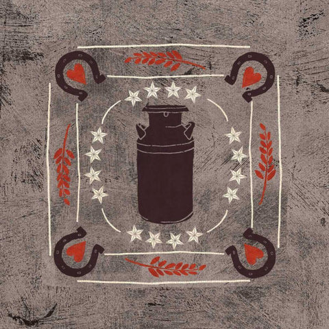 Little Red Farm Tile II Black Ornate Wood Framed Art Print with Double Matting by Charron, Veronique
