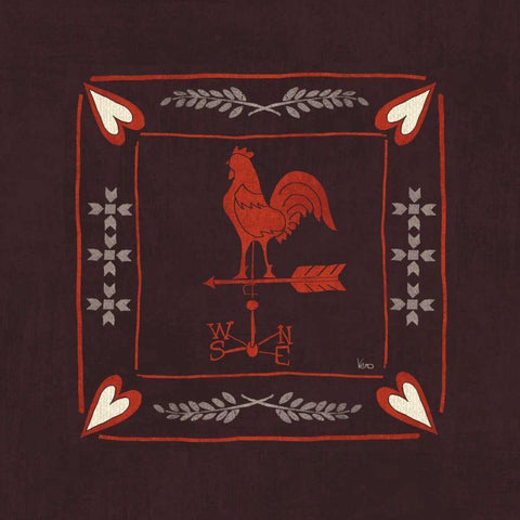 Little Red Farm Tile IV Gold Ornate Wood Framed Art Print with Double Matting by Charron, Veronique