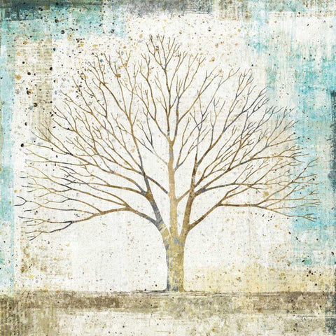 Solitary Tree Collage White Modern Wood Framed Art Print with Double Matting by Tillmon, Avery