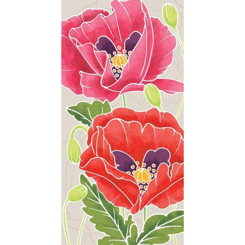 Sunshine Poppies Panel II Gold Ornate Wood Framed Art Print with Double Matting by DeNeige, Elyse