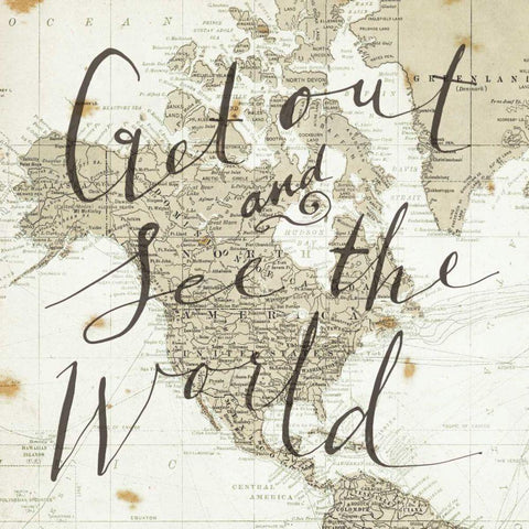 Get Out and See the World Square Black Modern Wood Framed Art Print by Miller, Sara Zieve