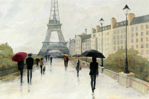 Eiffel in the Rain Marsala Umbrella White Modern Wood Framed Art Print with Double Matting by Tillmon, Avery