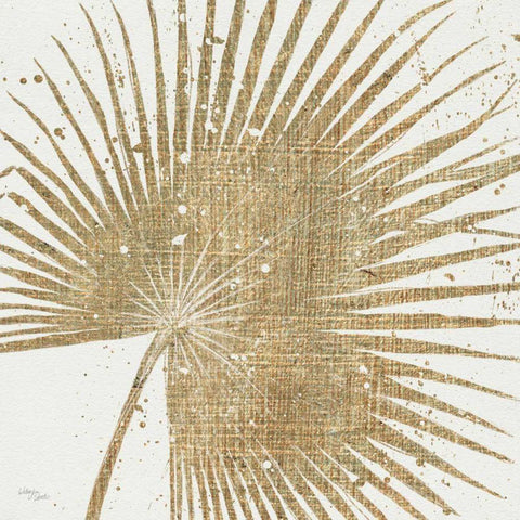 Gold Leaves II Black Modern Wood Framed Art Print with Double Matting by Wellington Studio
