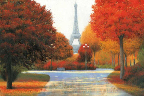 Autumn in Paris Black Ornate Wood Framed Art Print with Double Matting by Wiens, James