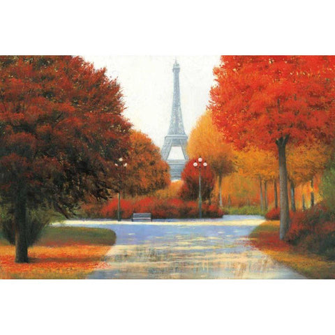 Autumn in Paris Black Modern Wood Framed Art Print with Double Matting by Wiens, James
