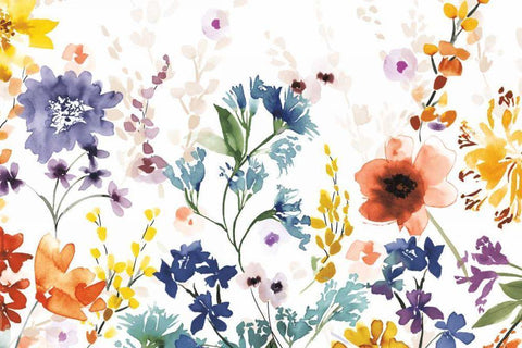 Colors of the Garden White Modern Wood Framed Art Print with Double Matting by Wild Apple Portfolio