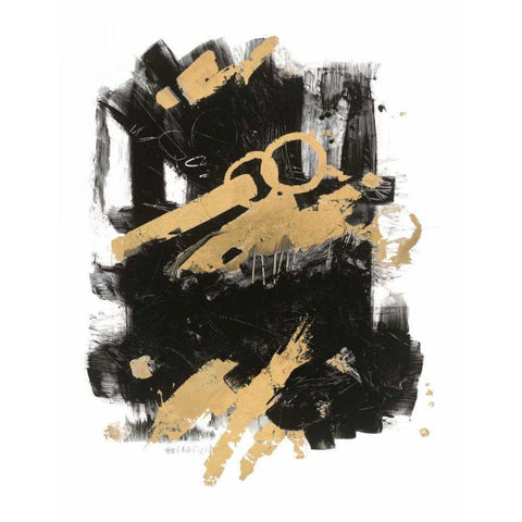 Gold Black Abstract I White Modern Wood Framed Art Print by Schick, Mike