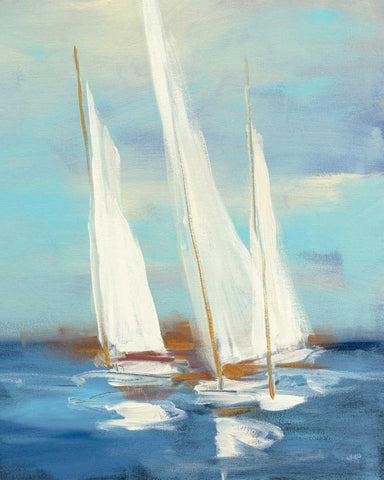 Summer Regatta III White Modern Wood Framed Art Print with Double Matting by Purinton, Julia