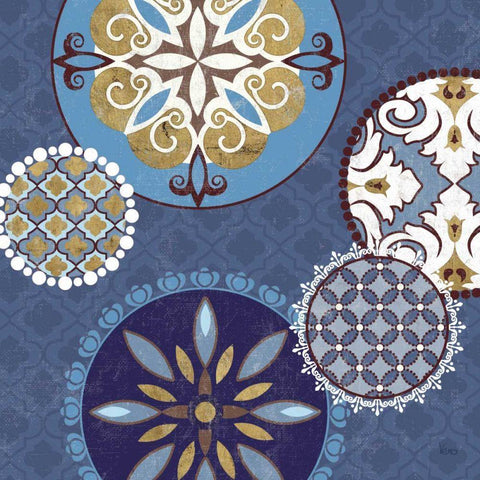 Mediterranean Blue II Black Ornate Wood Framed Art Print with Double Matting by Charron, Veronique