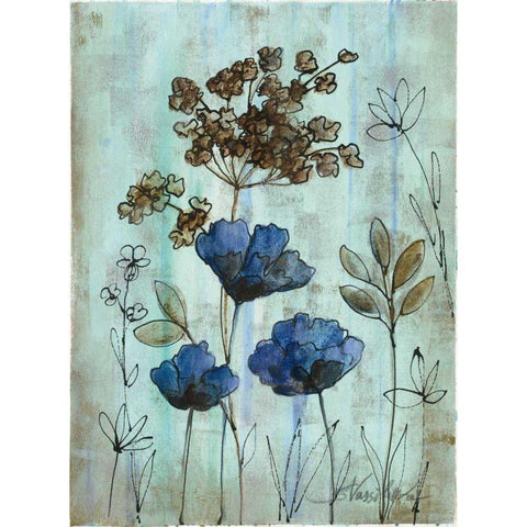 Botanical Trio II Black Modern Wood Framed Art Print with Double Matting by Vassileva, Silvia