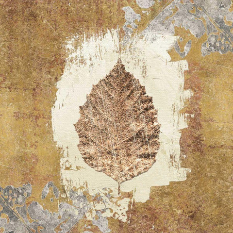 Gilded Leaf VI  White Modern Wood Framed Art Print with Double Matting by Tillmon, Avery