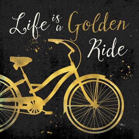 Golden Ride I Black Ornate Wood Framed Art Print with Double Matting by Pela Studio