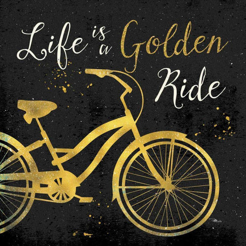 Golden Ride I Black Modern Wood Framed Art Print by Pela Studio