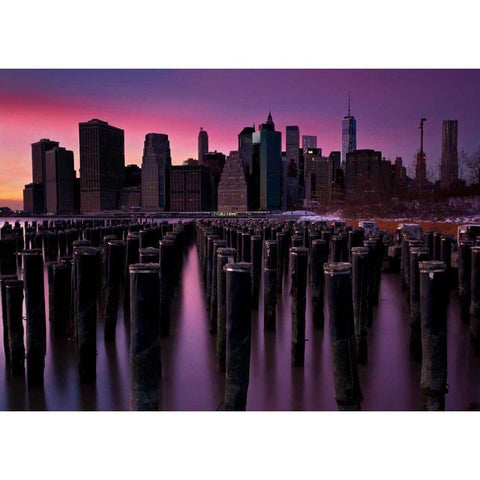 Manhattan Glow Gold Ornate Wood Framed Art Print with Double Matting by Gendreau, Katherine