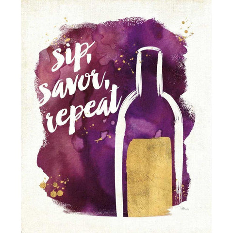 Watercolor Wine II White Modern Wood Framed Art Print by Pela Studio