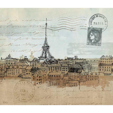 Cities I Paris Crop Black Modern Wood Framed Art Print by Charron, Veronique