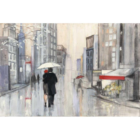 Spring Rain New York Black Modern Wood Framed Art Print with Double Matting by Purinton, Julia