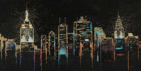Cityscape White Modern Wood Framed Art Print with Double Matting by Wiens James