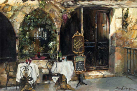 Meeting at the Cafe Black Ornate Wood Framed Art Print with Double Matting by Hageman, Marilyn