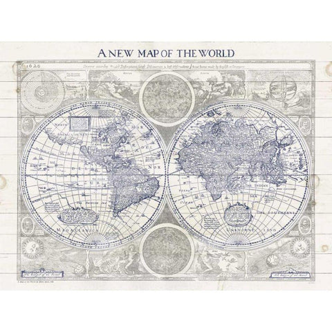 A New Map of the World Black Modern Wood Framed Art Print with Double Matting by Schlabach, Sue