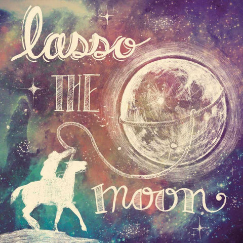 Universe Galaxy Lasso the Moon White Modern Wood Framed Art Print with Double Matting by Urban, Mary