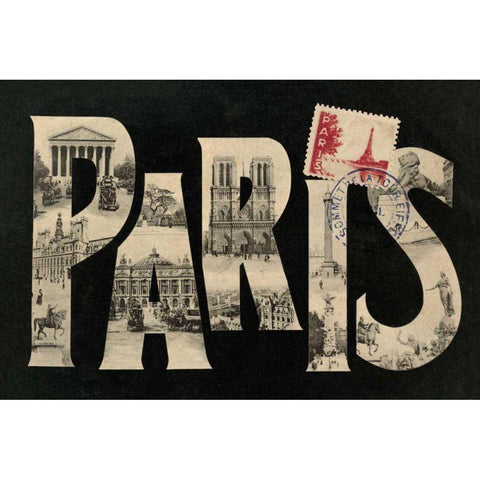 Postcard from Paris Black Modern Wood Framed Art Print by Wild Apple Portfolio