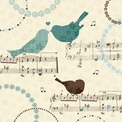 Song Birds I White Modern Wood Framed Art Print by Charron, Veronique