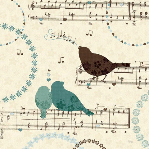 Song Birds II White Modern Wood Framed Art Print by Charron, Veronique