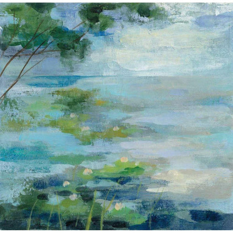 Lily Pond I Black Modern Wood Framed Art Print with Double Matting by Vassileva Silvia