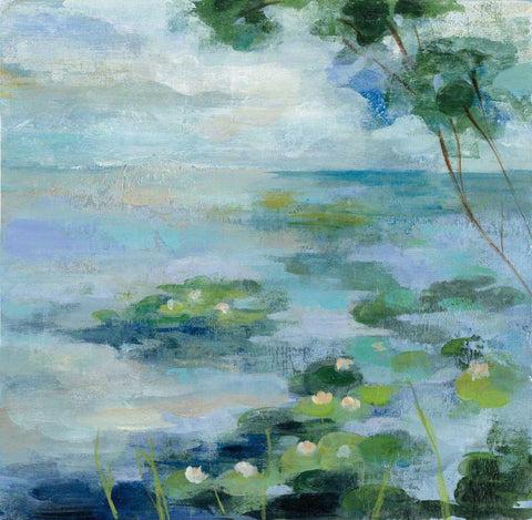 Lily Pond II White Modern Wood Framed Art Print with Double Matting by Vassileva Silvia