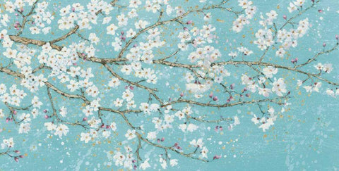 April Breeze I Teal White Modern Wood Framed Art Print with Double Matting by Wiens James