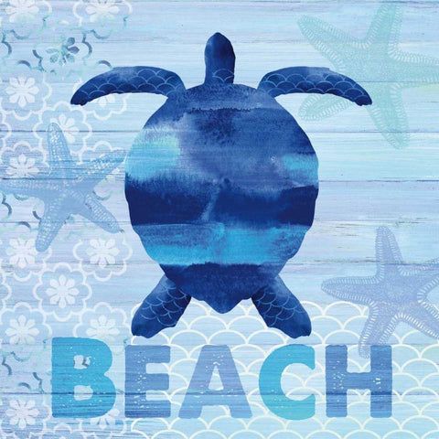 Sea Glass Turtle Black Modern Wood Framed Art Print by Studio Bella