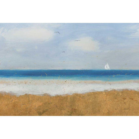 Beach Horizon Black Modern Wood Framed Art Print by Wiens, James