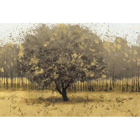 Golden Trees I Taupe Black Modern Wood Framed Art Print with Double Matting by Wiens, James