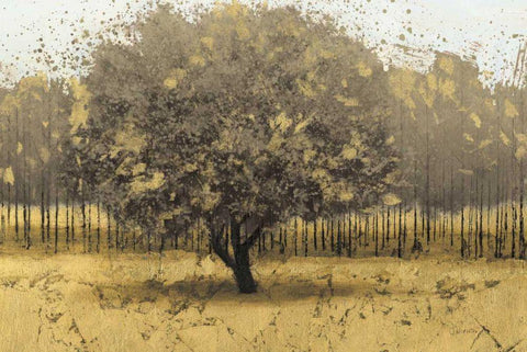 Golden Trees I Taupe Black Ornate Wood Framed Art Print with Double Matting by Wiens, James