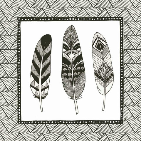 Geo Feathers IV  White Modern Wood Framed Art Print by Miller, Sara Zieve